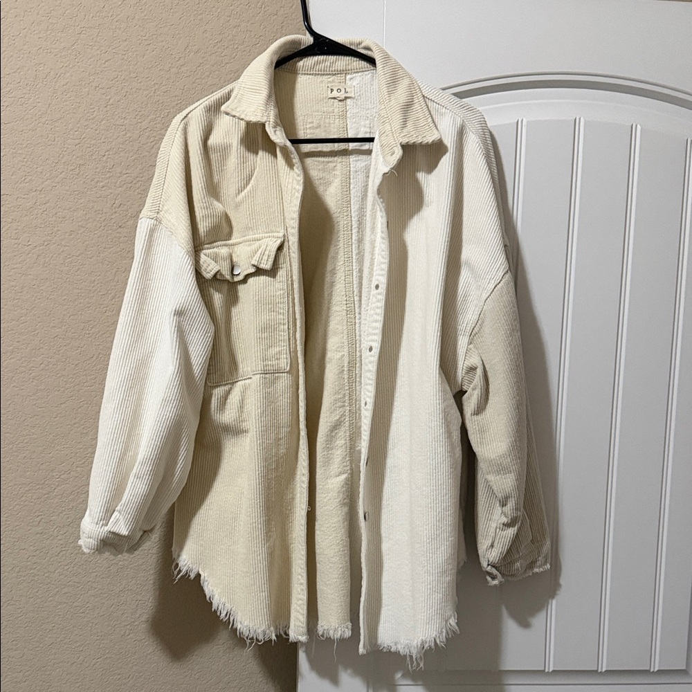 Two-Tone Corduroy Button-Up Shirt